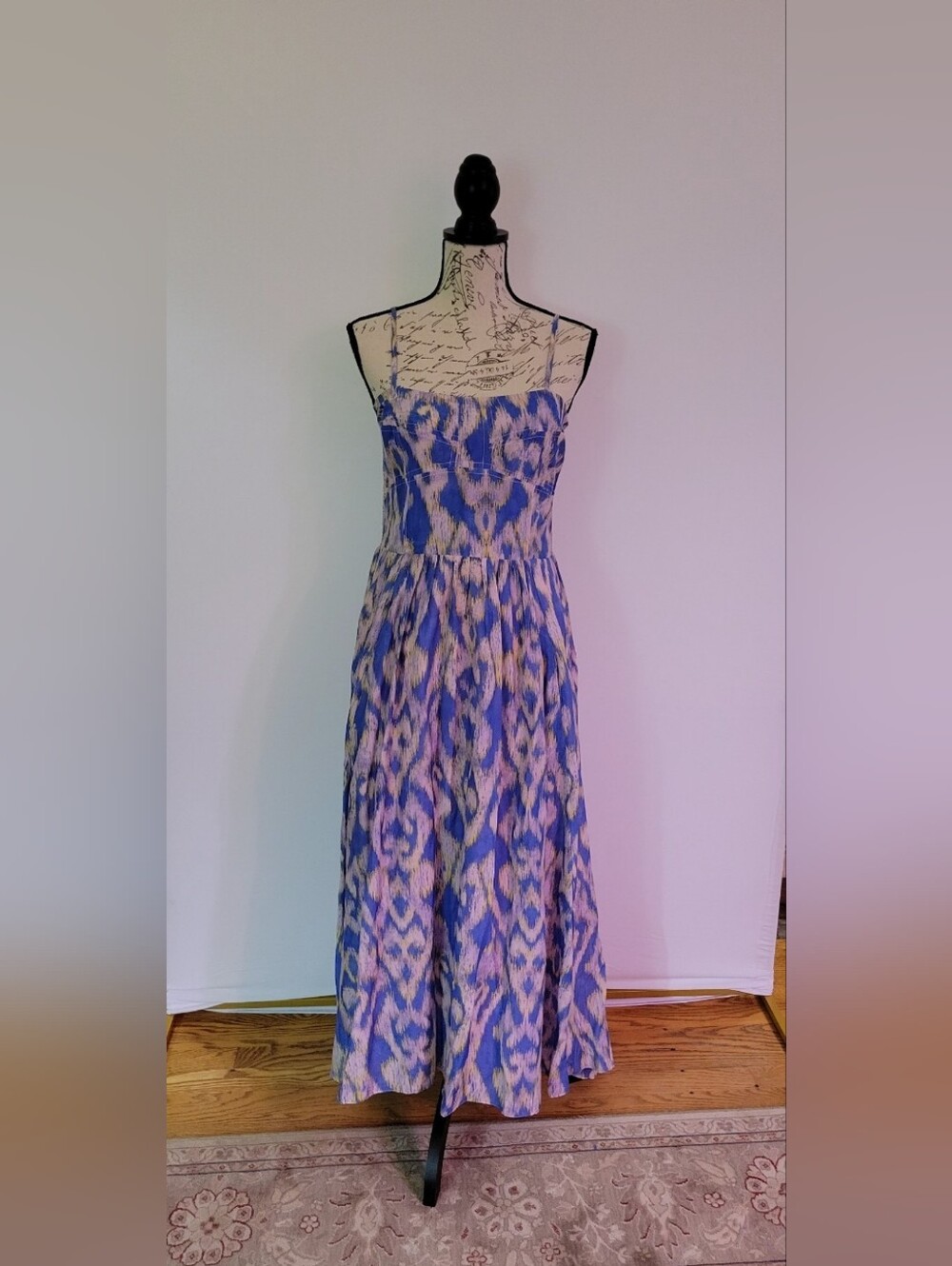 Maria Cher Moreno Maive Printed Midi-Dress in the "Ethnic Lavender" colorway